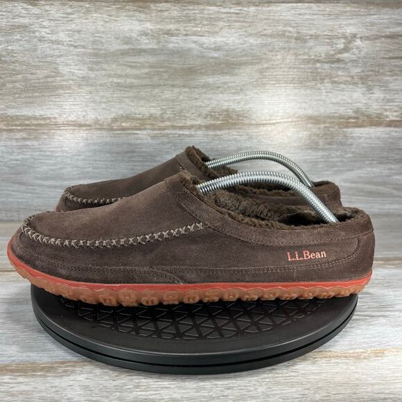 L.L. Bean Men's Mountain Brown Suede Scuff Slippers Size 11 - Picture 1 of 9